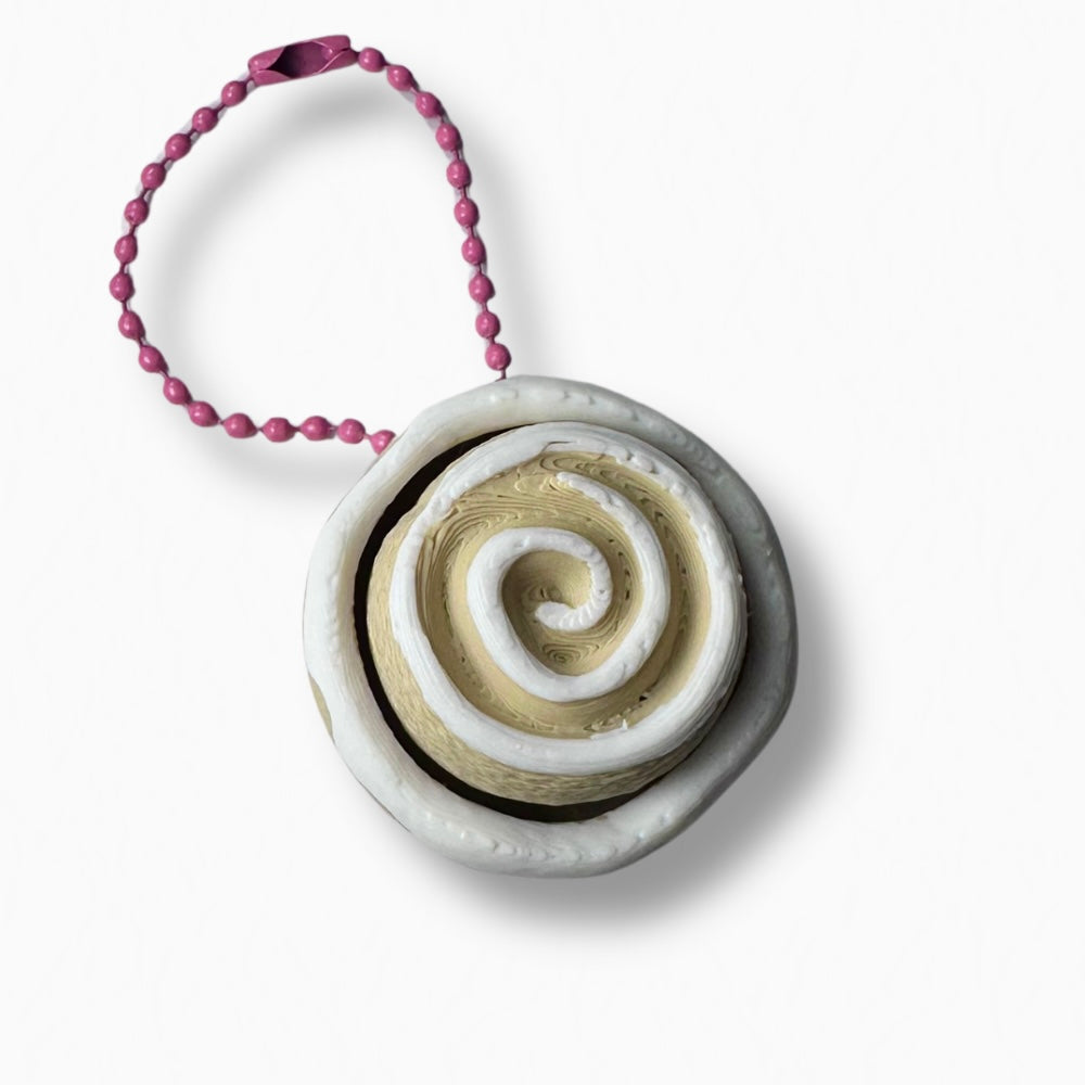 cinnamon roll clicker keychain
