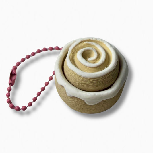 cinnamon roll clicker keychain