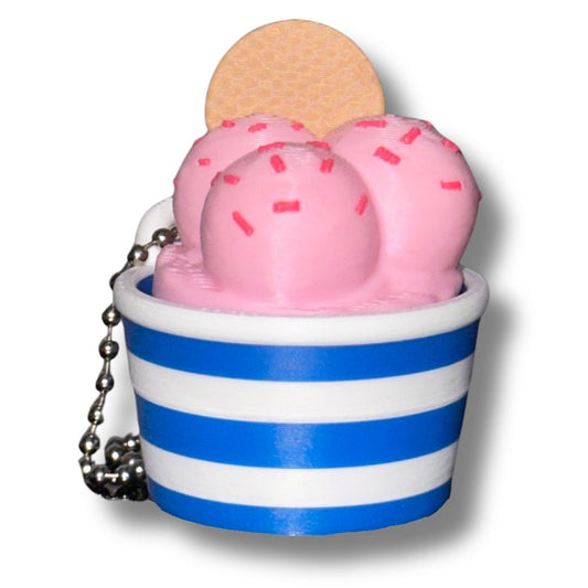 Ice Cream Cup Clicker Keychain