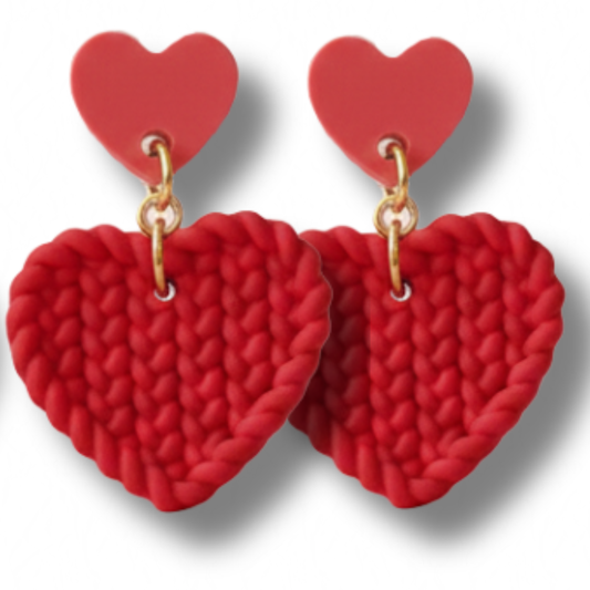 Scarlet Heart Drop Earrings (Gold)