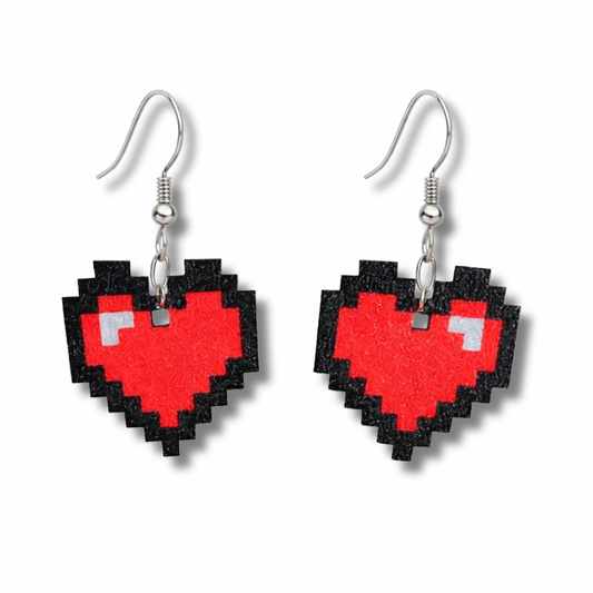 Pixel heart earrings