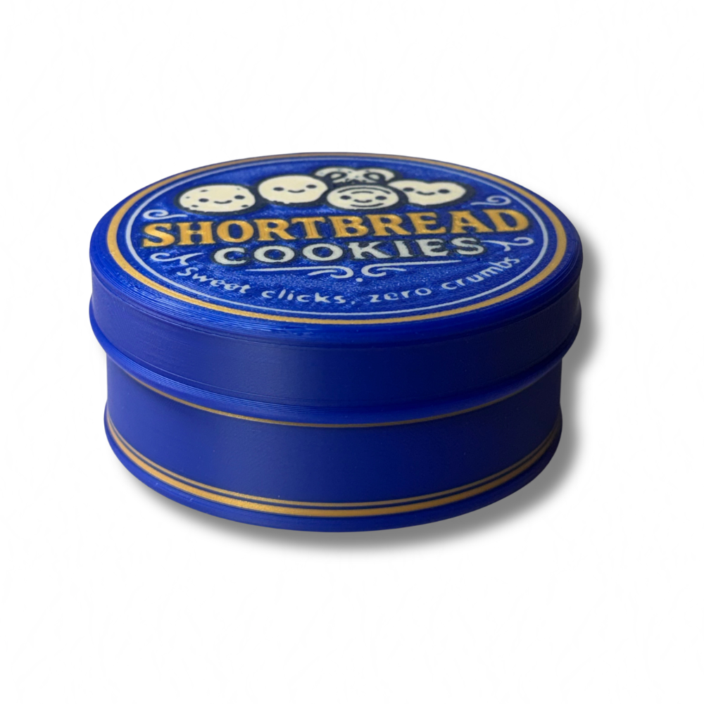 Short bread cookie tin clicker fidget