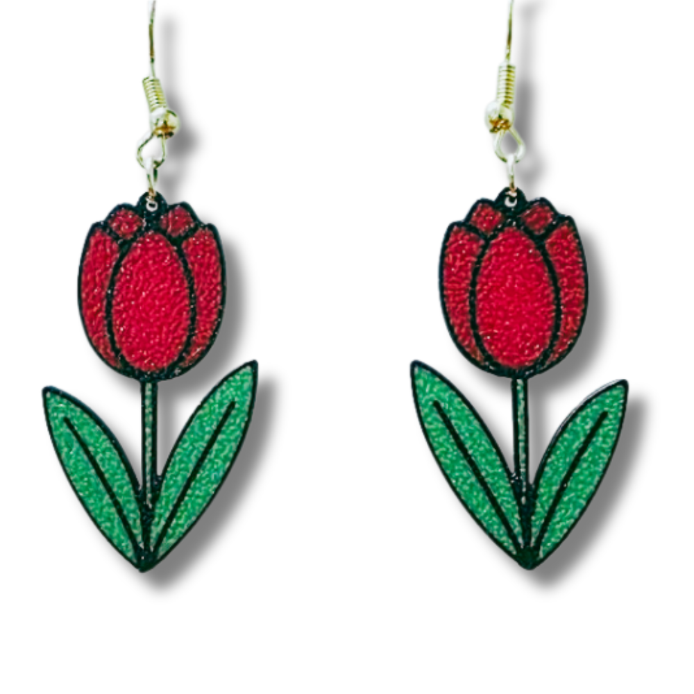 Red Tulip Earrings