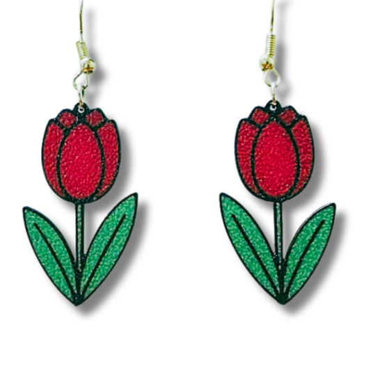 Red Tulip Earrings
