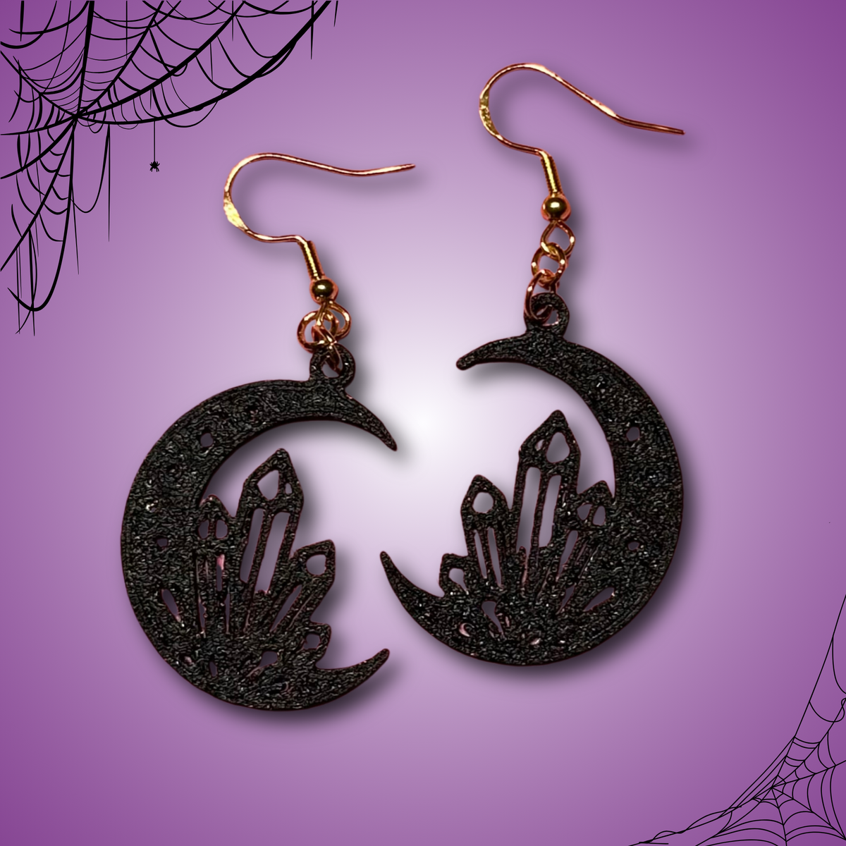 Black Crescent Moon Earrings