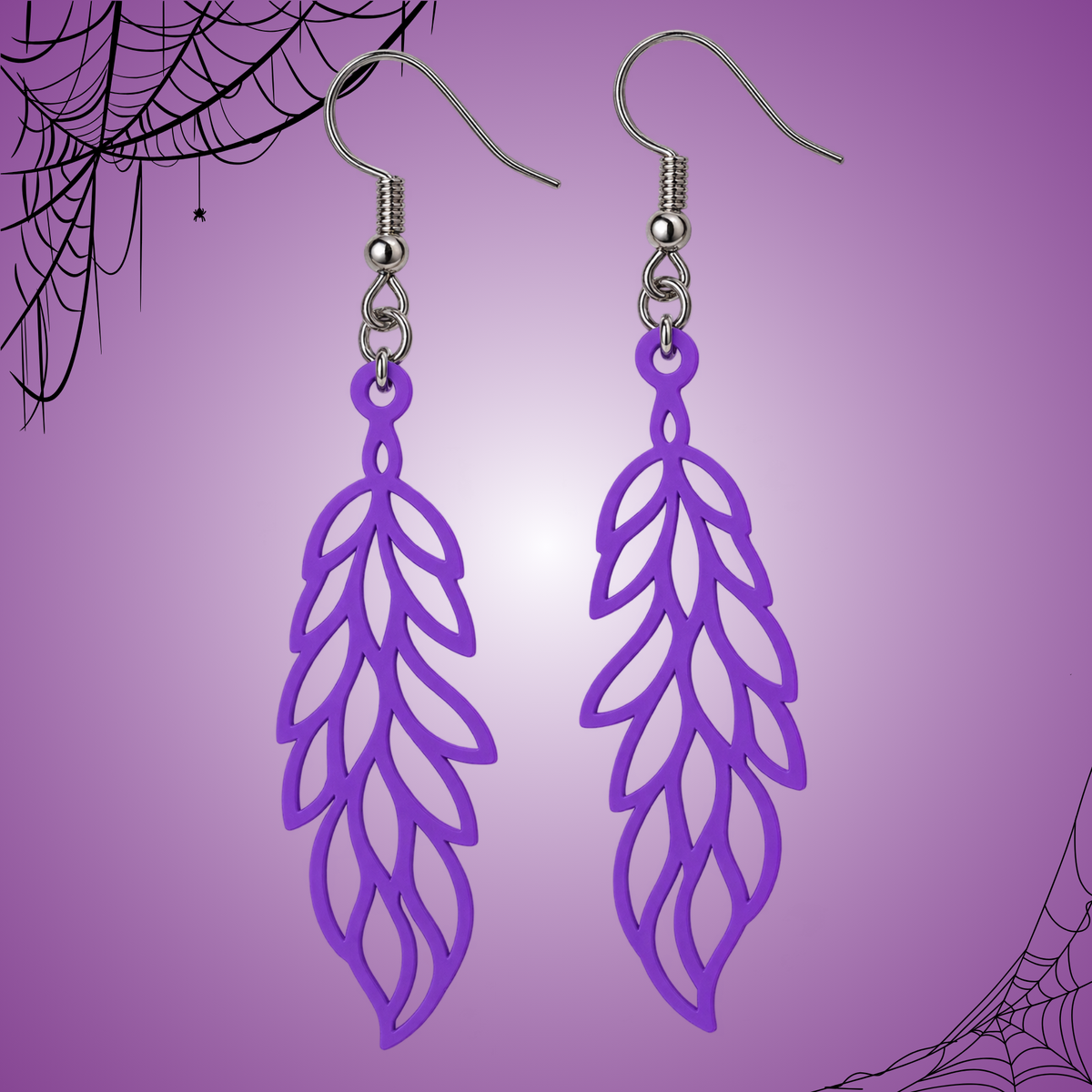 Purple Leaf Earrings